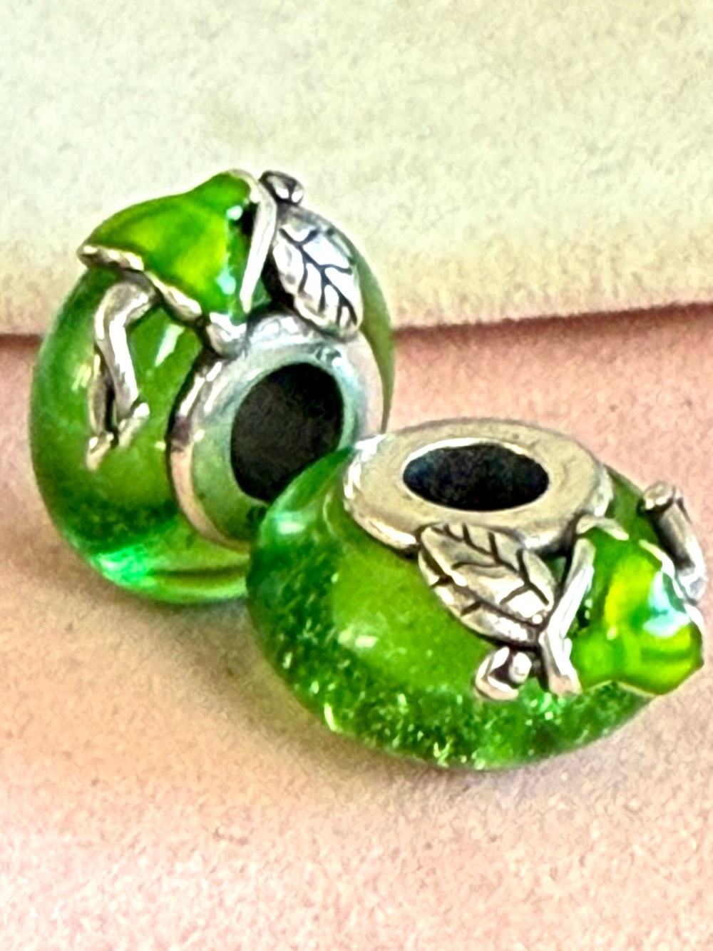 Green fairies Murano Glass Charms set fit Pandora bracelets